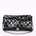 Chanel Single Flap Black Patent SHW