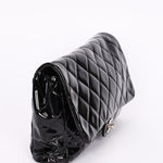 Chanel Single Flap Black Patent SHW