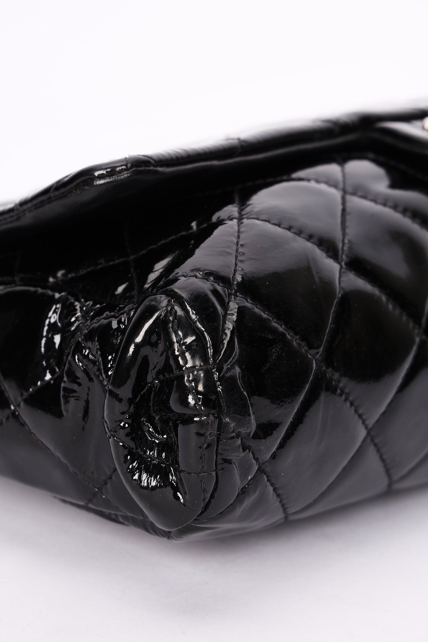 Chanel Single Flap Black Patent SHW