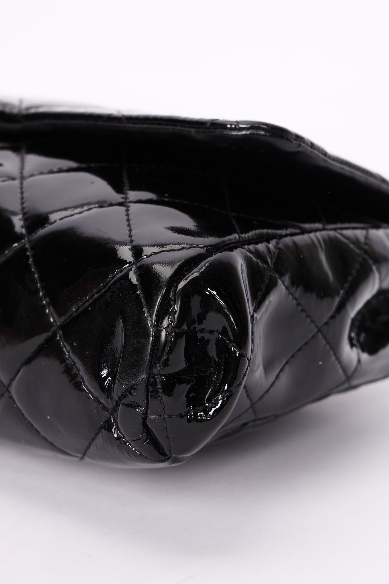 Chanel Single Flap Black Patent SHW