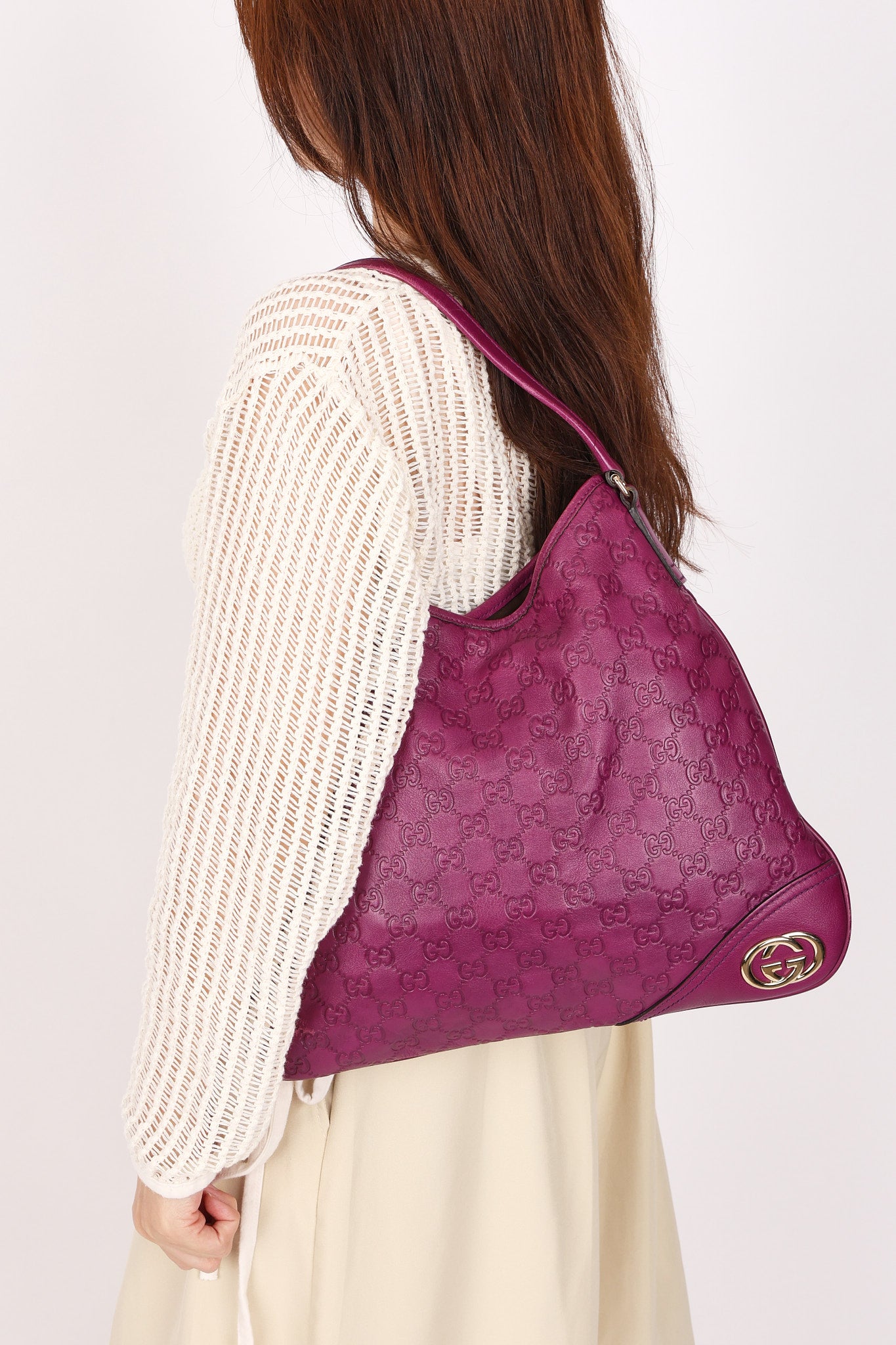 Gucci Guccissima New Britt Shoulder Bag Purple