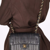 Chanel Mademoiselle Square Single Flap Black Caviar 1993 24K GP