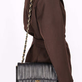Chanel Mademoiselle Square Single Flap Black Caviar 1993 24K GP