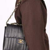 Chanel Mademoiselle Square Single Flap Black Caviar 1993 24K GP