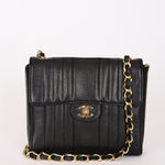 Chanel Vertical Single Flap Black Caviar 24K GP