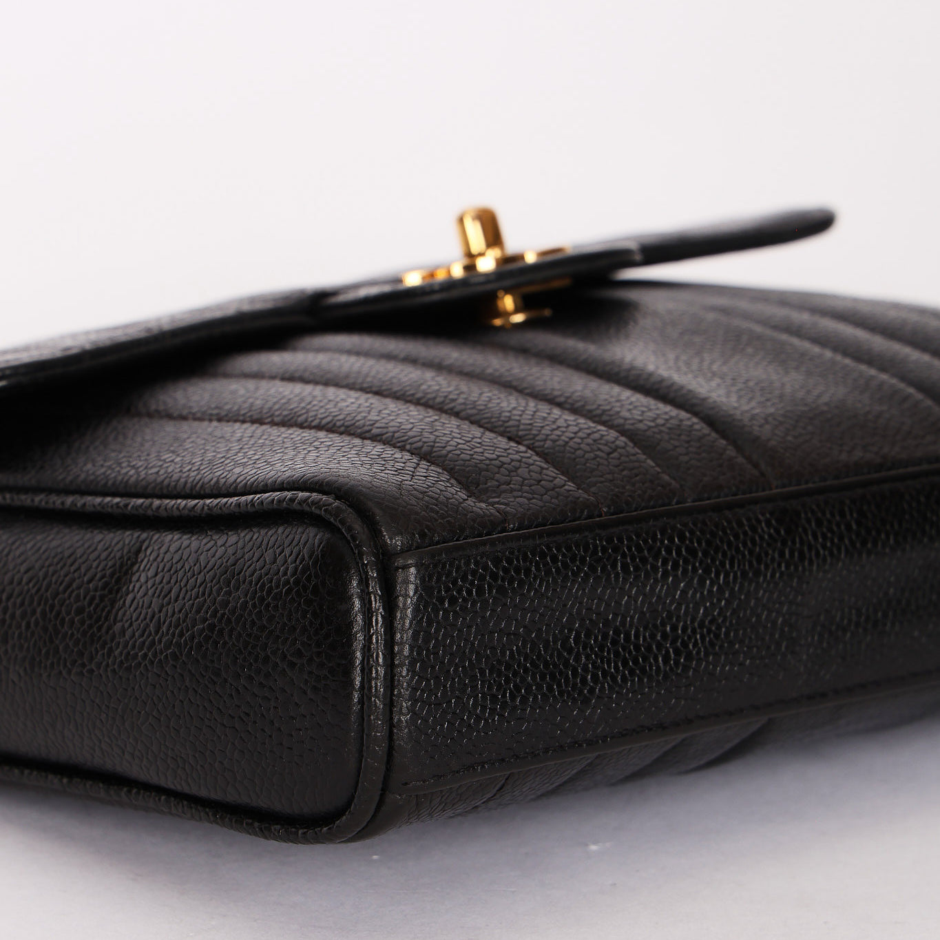 Chanel Vertical Single Flap Black Caviar 24K GP