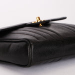 Chanel Vertical Single Flap Black Caviar 24K GP