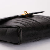Chanel Vertical Single Flap Black Caviar 24K GP