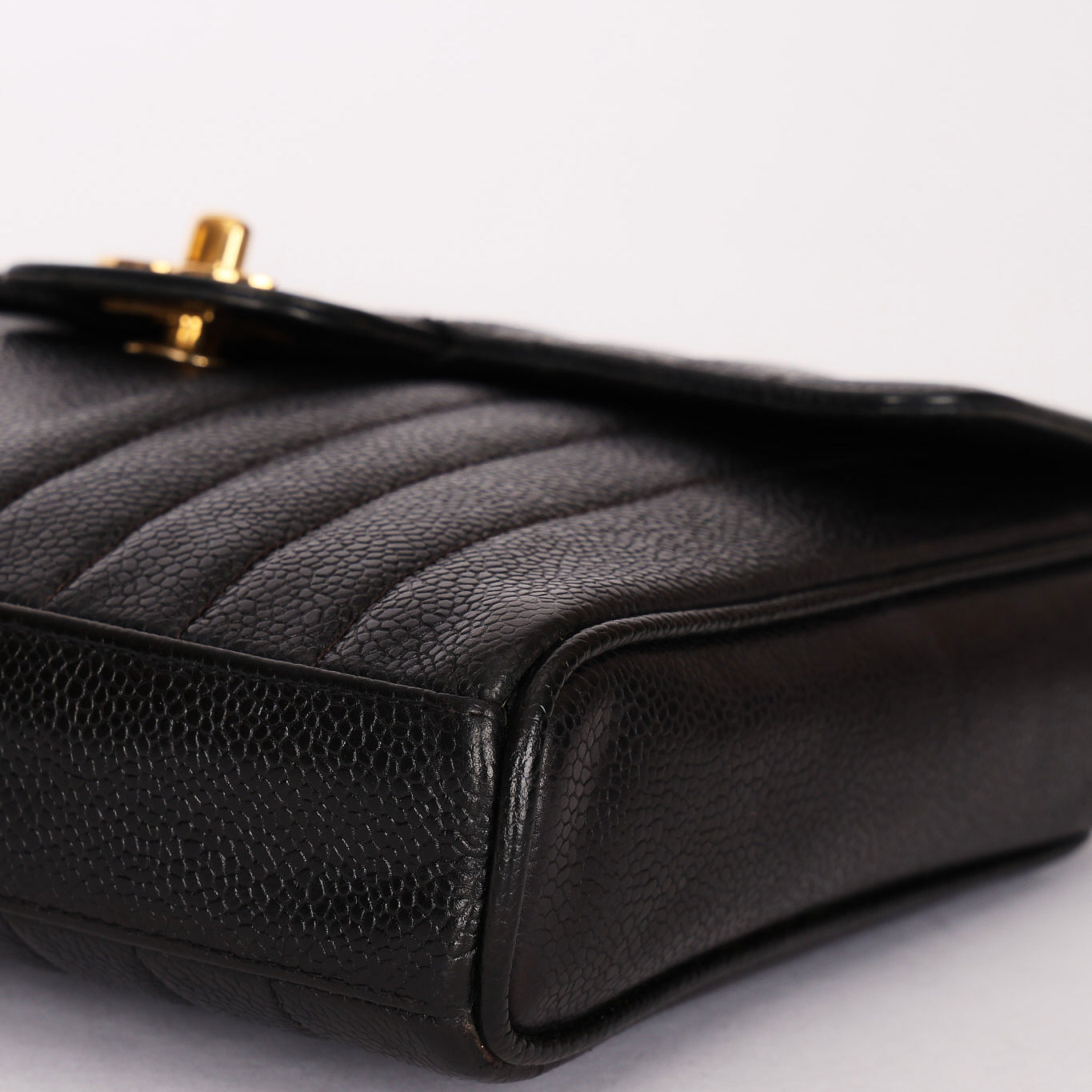 Chanel Vertical Single Flap Black Caviar 24K GP