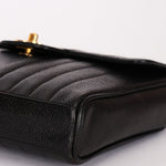 Chanel Vertical Single Flap Black Caviar 24K GP