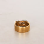 18K Yellow Gold and Pt900 Platinum Diamond Belt Ring, Size US 6