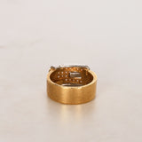 18K Yellow Gold and Pt900 Platinum Diamond Belt Ring, Size US 6