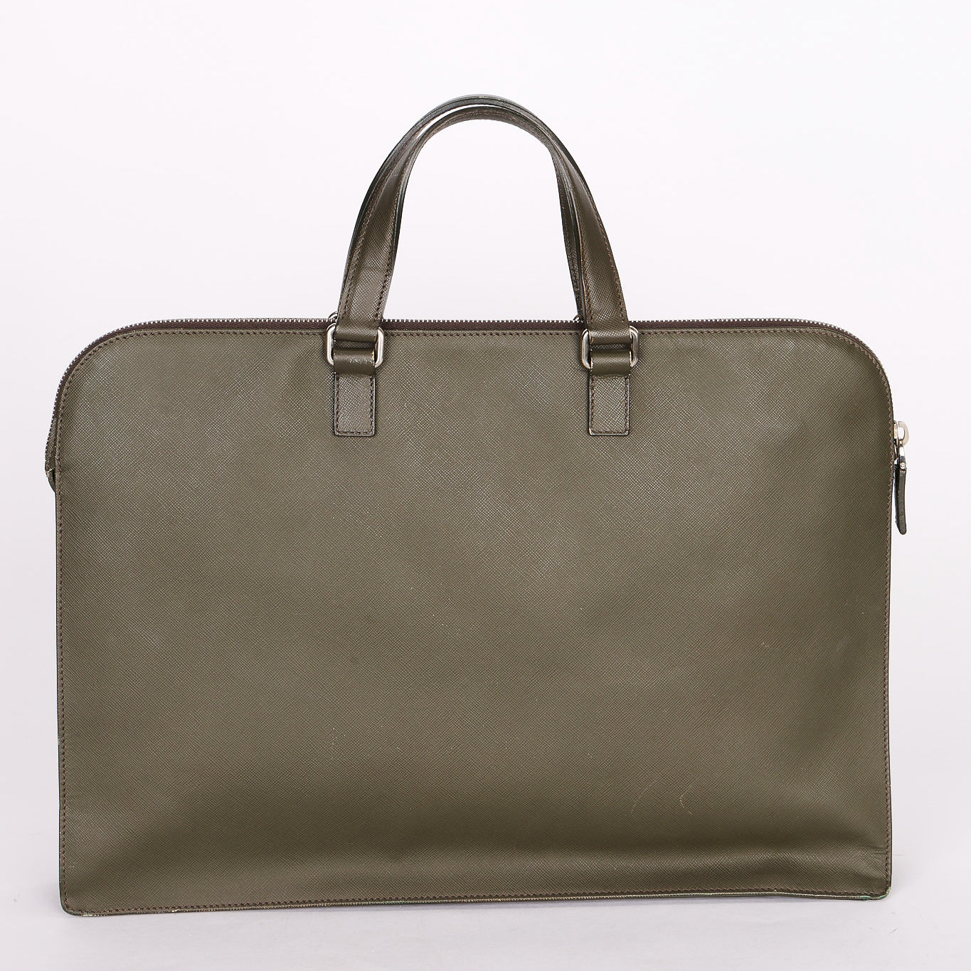 Prada Pocket Briefcase Khaki Saffiano Lux