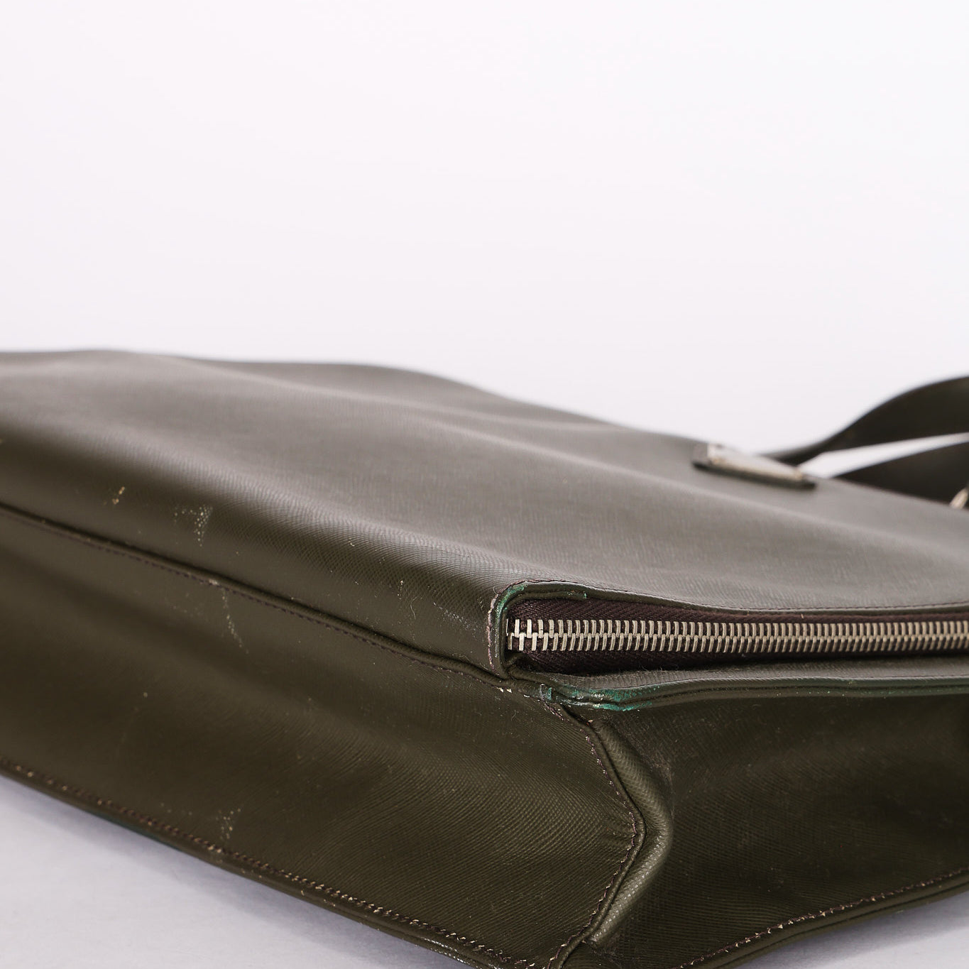 Prada Pocket Briefcase Khaki Saffiano Lux