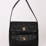 Chanel Double Turnlock Shoulder Bag Black Lambskin 24K GP