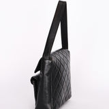 Chanel Double Turnlock Shoulder Bag Black Lambskin 1996 24K GP