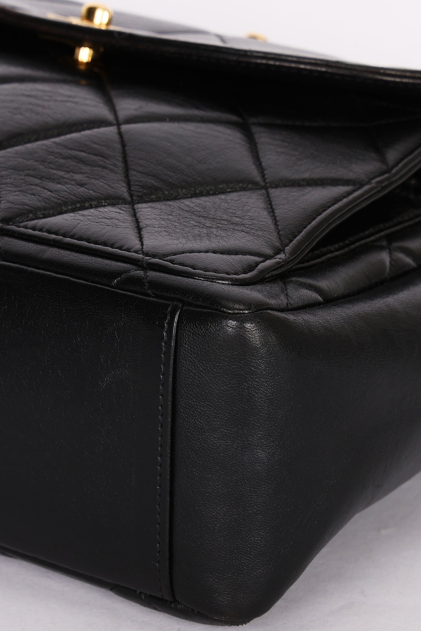 Chanel Double Turnlock Shoulder Bag Black Lambskin 1996 24K GP