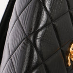 Chanel Double Turnlock Shoulder Bag Black Lambskin 1996 24K GP