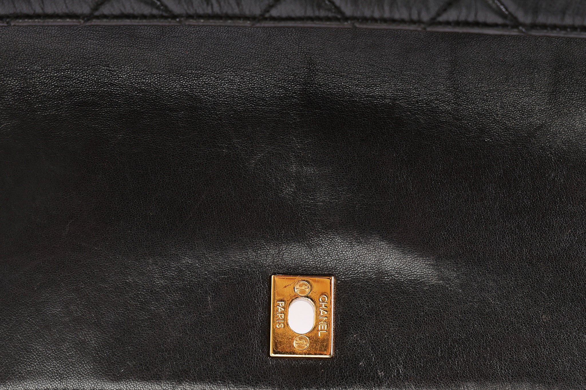 Chanel Double Turnlock Shoulder Bag Black Lambskin 1996 24K GP