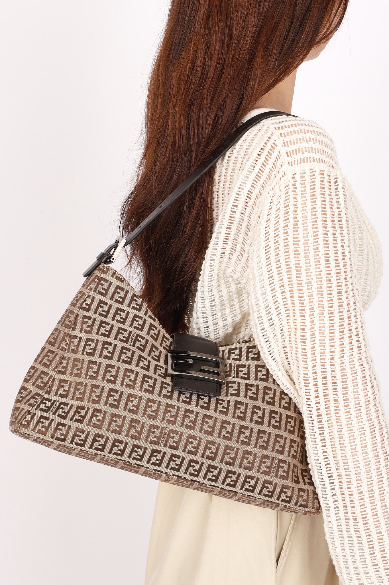 Fendi Zucchino Baguette Shoulder Bag