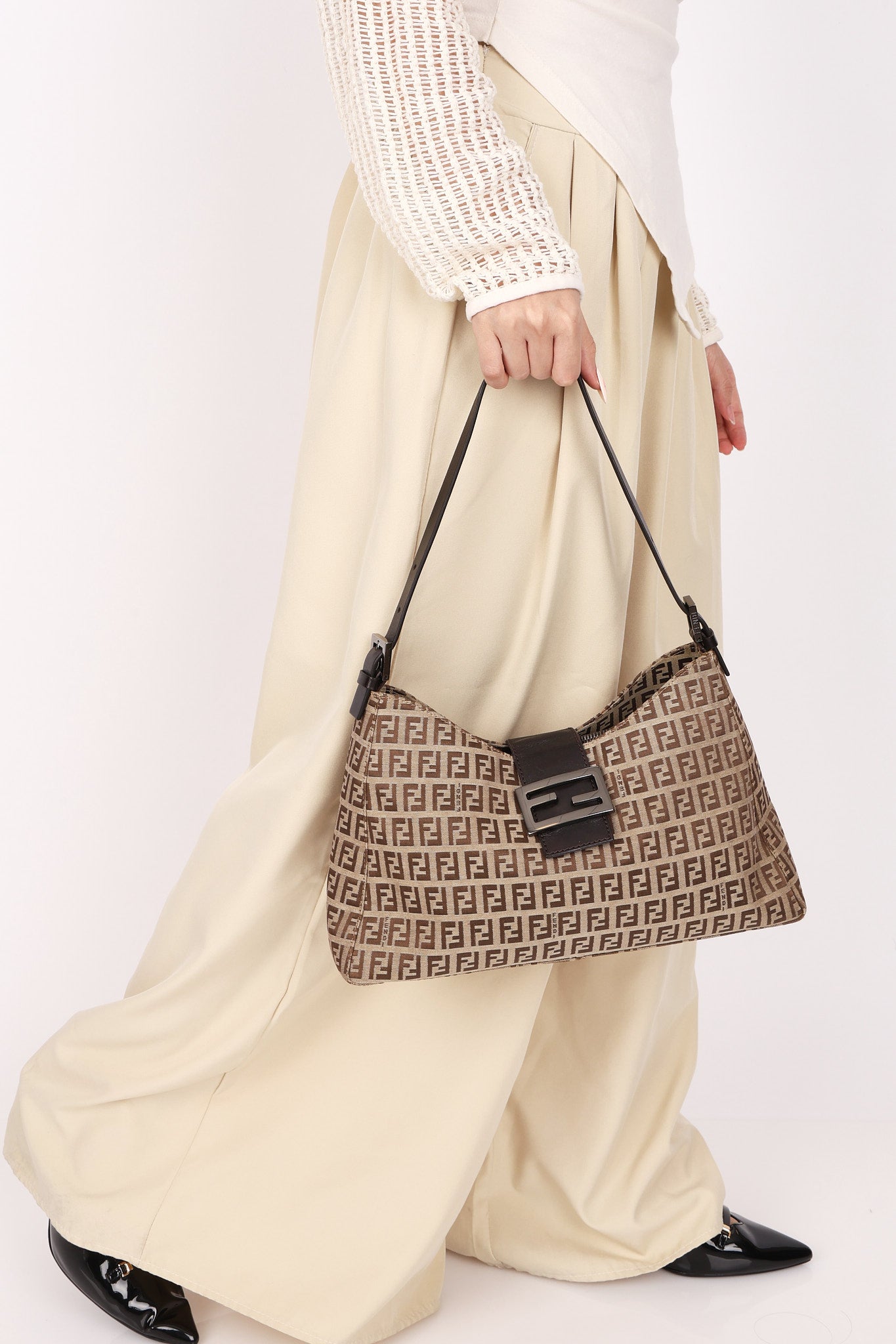 Fendi Zucchino Baguette Shoulder Bag