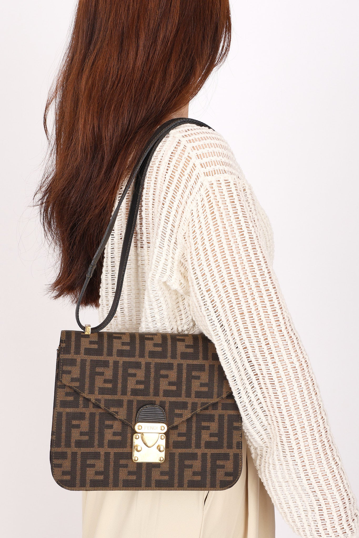 Fendi Zucca Envelope Flap Shoulder Bag