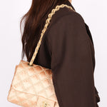 Chanel Wild Stitch Single Classic Flap Rose Gold Satin 2010 AGHW