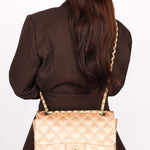 Chanel Wild Stitch Single Classic Flap Rose Gold Satin 2010 AGHW
