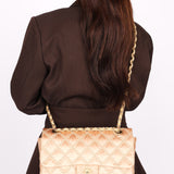 Chanel Wild Stitch Single Classic Flap Rose Gold Satin 2010 AGHW