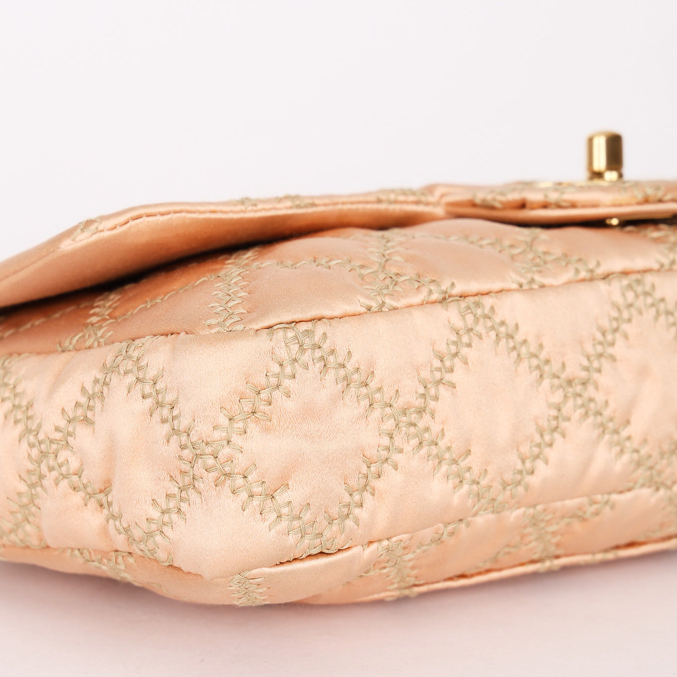 Chanel Rope Whipstitch Single Flap Pink Satin AGHW
