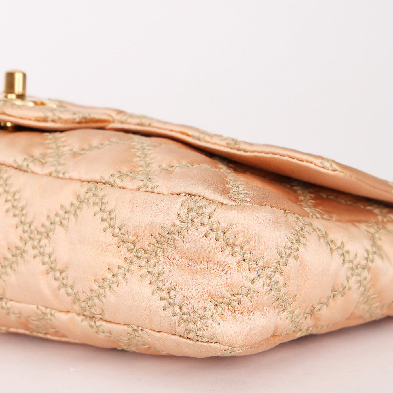 Chanel Rope Whipstitch Single Flap Pink Satin AGHW