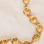 Vintage Chanel CC Coin Medallion Necklace 24K GP