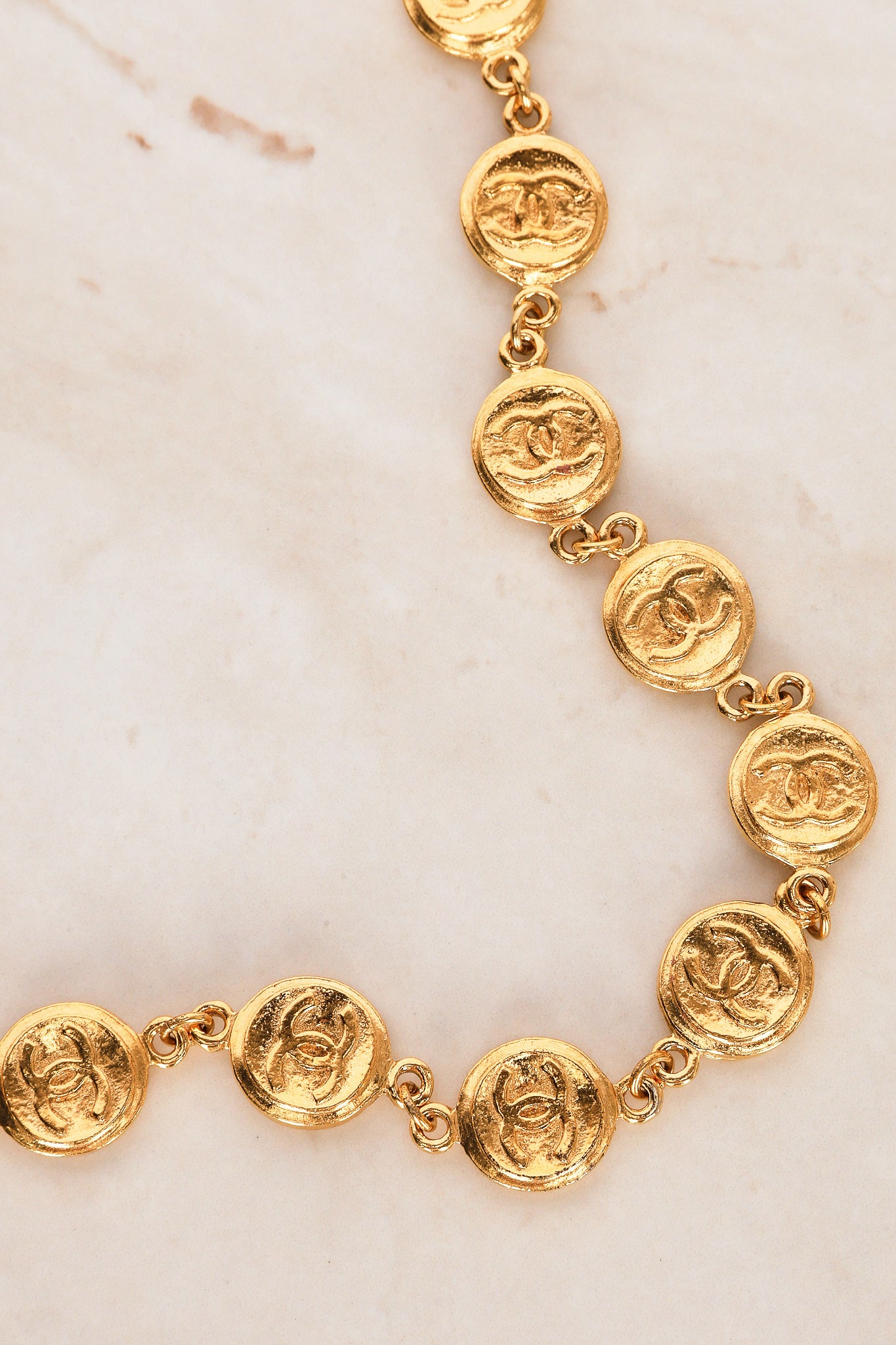 Vintage Chanel CC Coin Medallion Necklace 24K GP