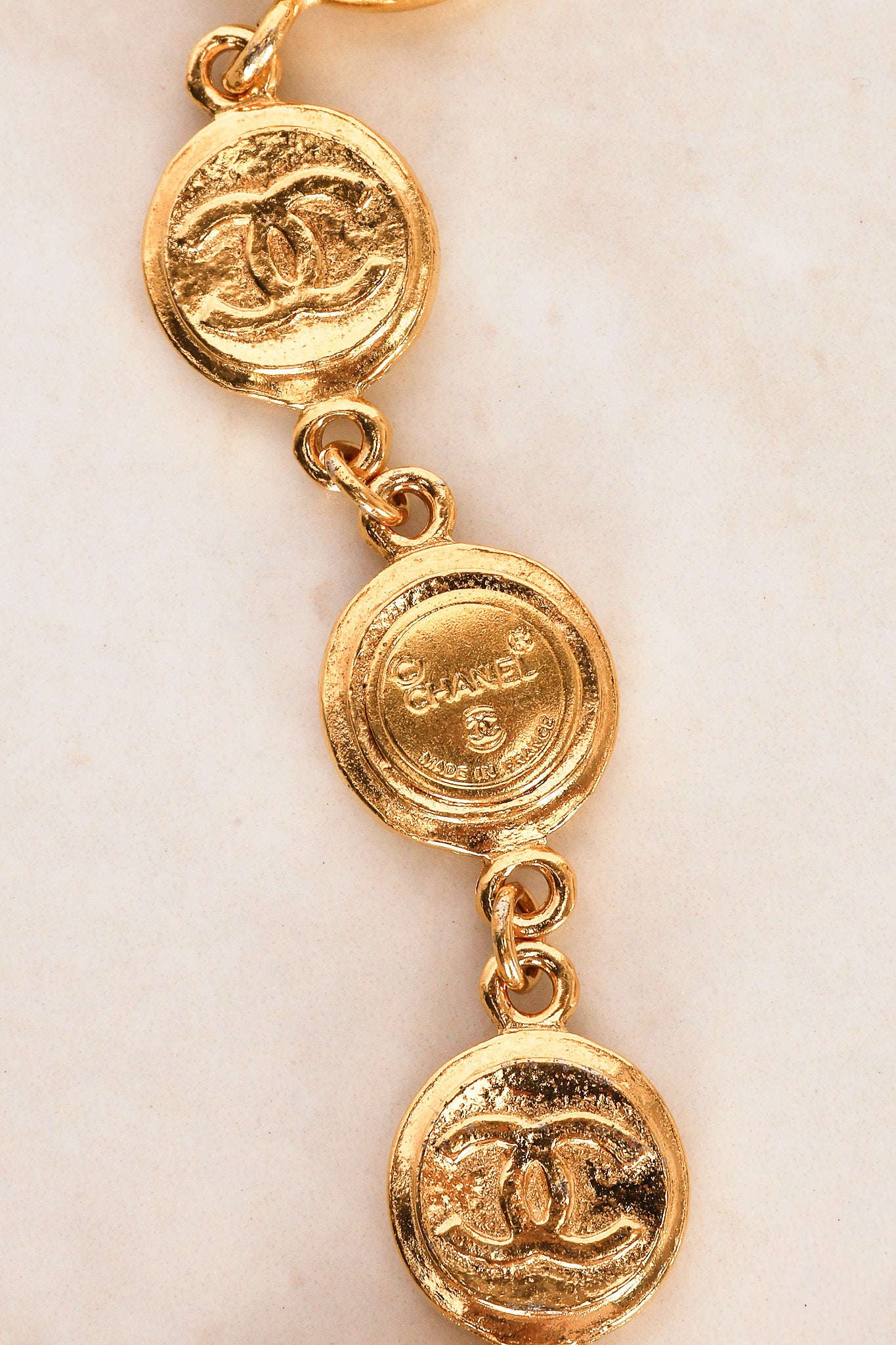 Vintage Chanel CC Coin Medallion Necklace 24K GP