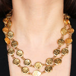 Vintage Chanel CC Coin Medallion Necklace 24K GP