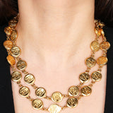 Vintage Chanel CC Coin Medallion Necklace 24K GP