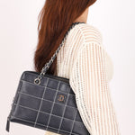 Chanel Chocolate Bar Wild Stitch Shoulder Bag Navy Calfskin SHW