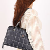Chanel Chocolate Bar Wild Stitch Shoulder Bag Navy Calfskin SHW