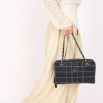 Chanel Chocolate Bar Wild Stitch Shoulder Bag Navy Calfskin SHW