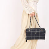 Chanel Chocolate Bar Wild Stitch Shoulder Bag Navy Calfskin SHW