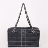 Chanel Chocolate Bar Wild Stitch Shoulder Bag Navy Calfskin SHW