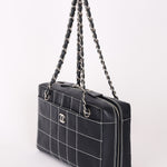 Chanel Chocolate Bar Wild Stitch Shoulder Bag Navy Calfskin SHW