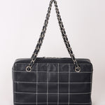 Chanel Chocolate Bar Wild Stitch Shoulder Bag Navy Calfskin SHW