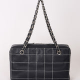 Chanel Chocolate Bar Wild Stitch Shoulder Bag Navy Calfskin SHW