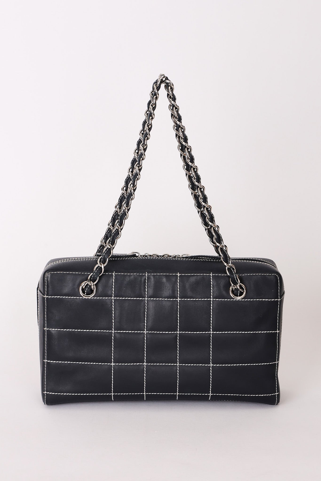 Chanel Chocolate Bar Wild Stitch Shoulder Bag Navy Calfskin SHW