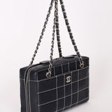 Chanel Chocolate Bar Wild Stitch Shoulder Bag Navy Calfskin SHW