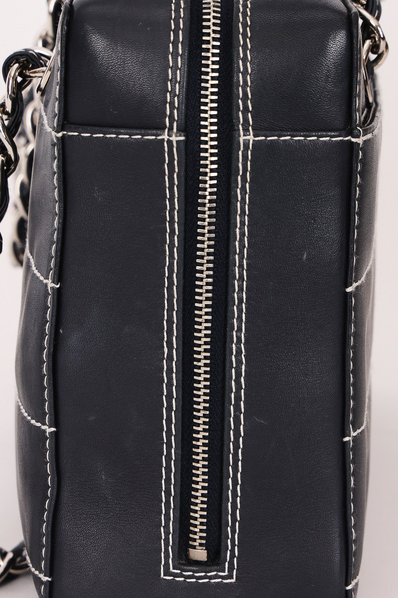 Chanel Chocolate Bar Wild Stitch Shoulder Bag Navy Calfskin SHW