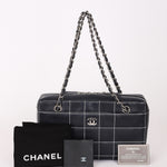 Chanel Chocolate Bar Wild Stitch Shoulder Bag Navy Calfskin SHW