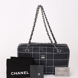 Chanel Chocolate Bar Wild Stitch Shoulder Bag Navy Calfskin SHW