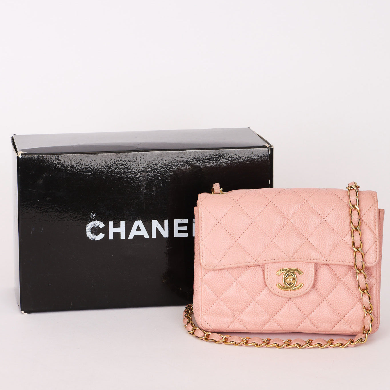 Chanel Mini Square Flap Pink Caviar 24K GP